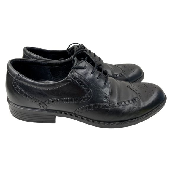 Ecco Men's Black Leather Brogue Wingtip Derby Dress Shoes Size EU 47/US 13 - Picture 1 of 8